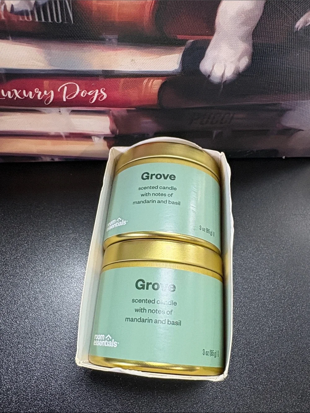 New 2pc *3oz Tin Gift Set Grove - Room Essential Soy Wax Blend Candle